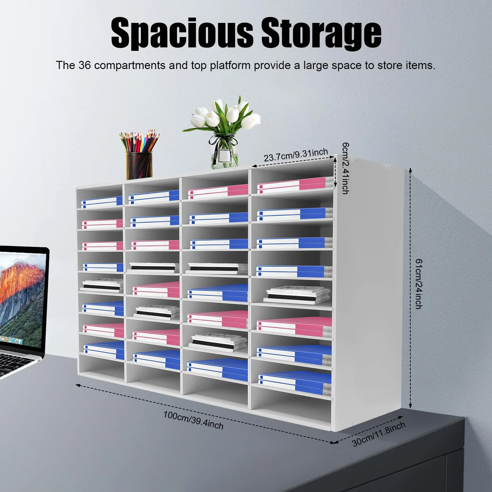 Organiseur Documents 36 Compartiments,Grande Capacité, Bureau, 100x30x61cm