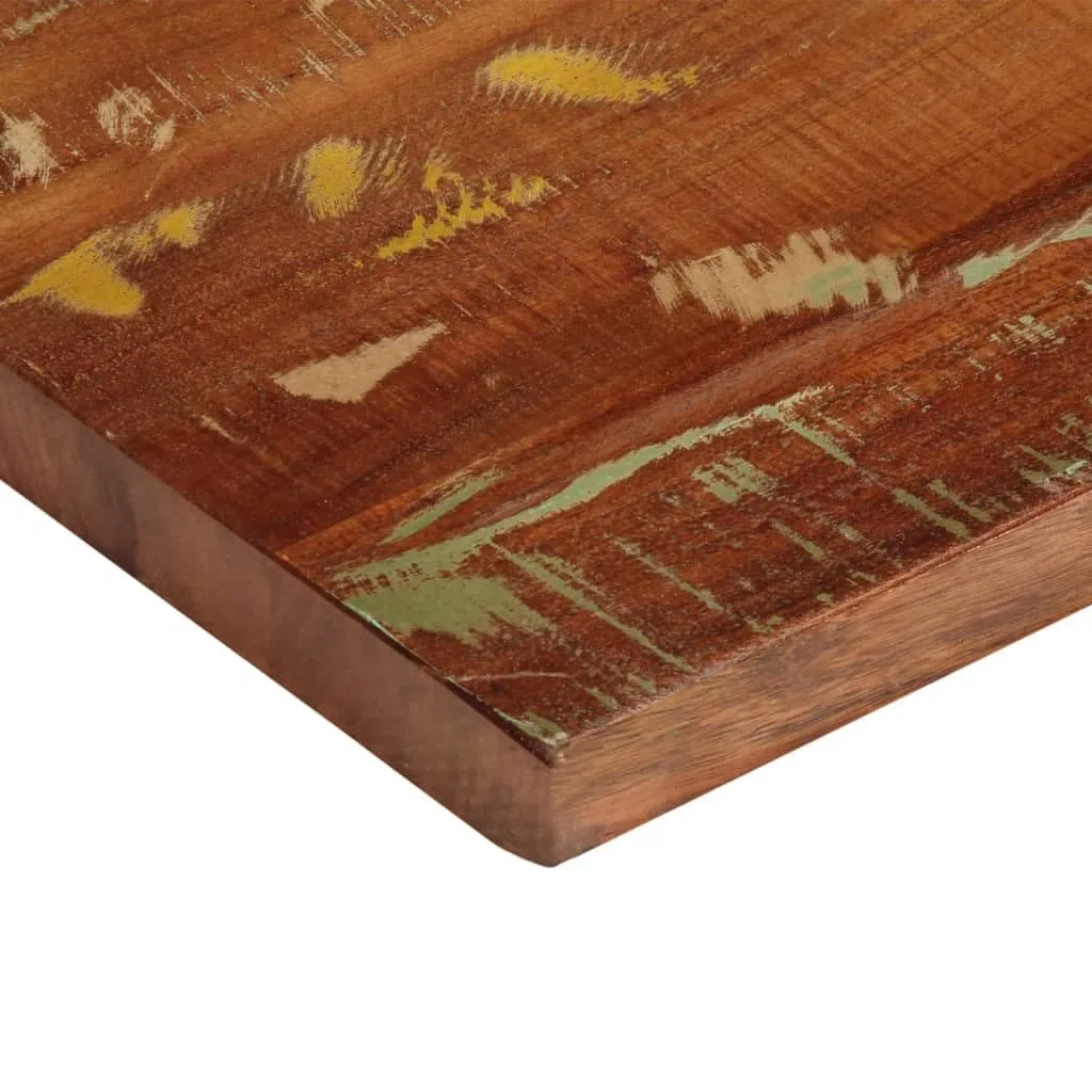 Dessus de Table 180x40x2,5cm Rectangulaire en Bois Massif de Récupération, Plateau de Remplacement pour Table à Manger ou Bureau, Design Rustique et Finition Couleurs Mixtes