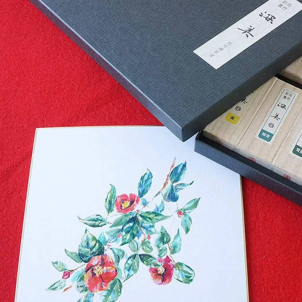 KURETAKE SAIBOKU Shimbi Lot de 12 bâtons d'encre Sumi noirs pour calligraphie traditionnelle japonaise et peinture qualité professionnelle pour lettrage dessin signature certifiée AP fabriqué au Japon