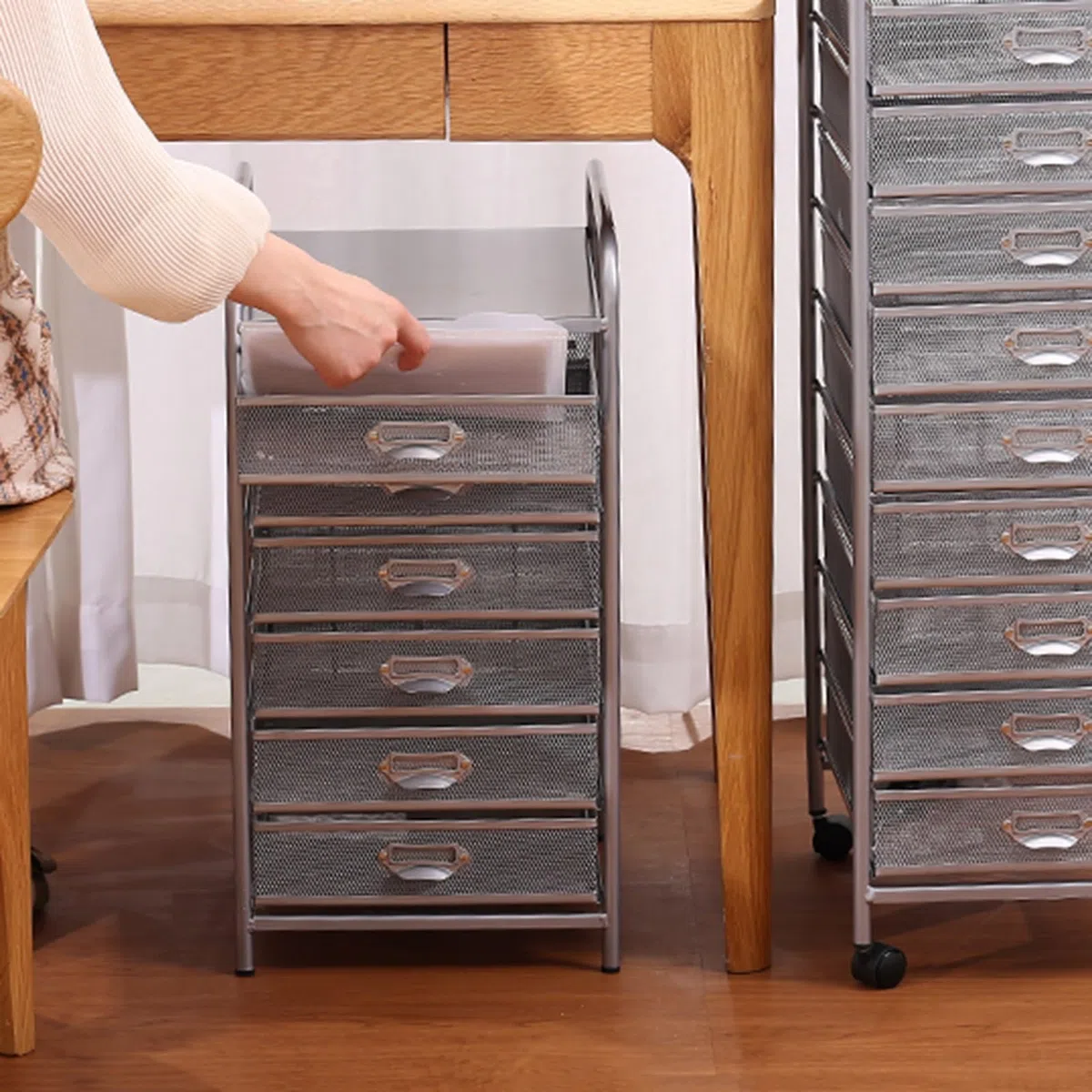 Trieur de papier noir à 10 niveaux pour la maison, la salle de classe, le bureau et l'école - Tri de fichiers avec rouleau pour étudiant, tiroir à livres et casier à papier