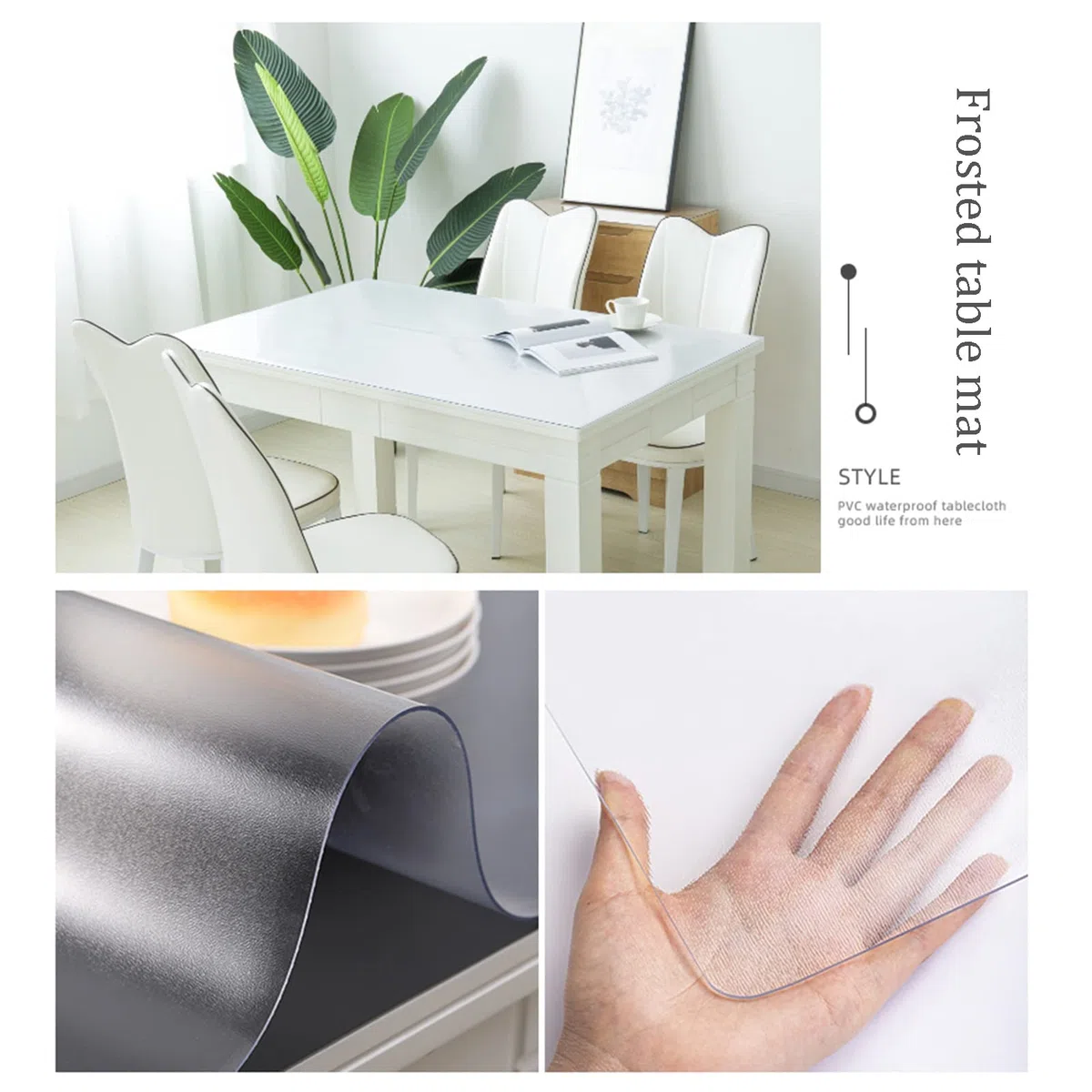 Sous-main de protection de bureau en PVC pour table de chevet, meuble TV, nappe en plastique translucide givré, finition mate, 80 x 120 cm