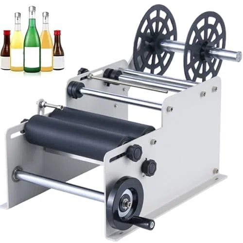 Machine à étiqueter pour bouteilles rondes, applicateur manuel pour étiquettes adhésives, convient pour bouteilles en verre et en plastique, largeur d'étiquette réglable 10-130 mm