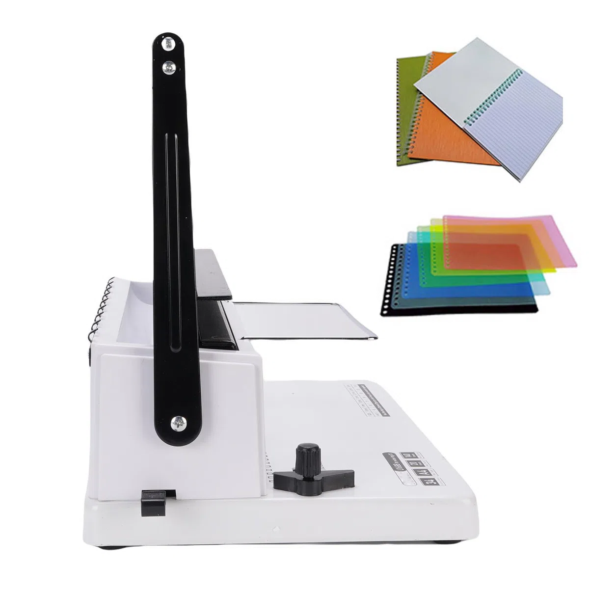 Machine à Relier en Spirale, capacité de Perforation de 20 Feuilles, Reliure de 140 Feuilles, Machine à Relier à Bobines à 34 Trous Carrés, à à Fil avec 12 Bobines de 12 Mm, 50 Couvertures