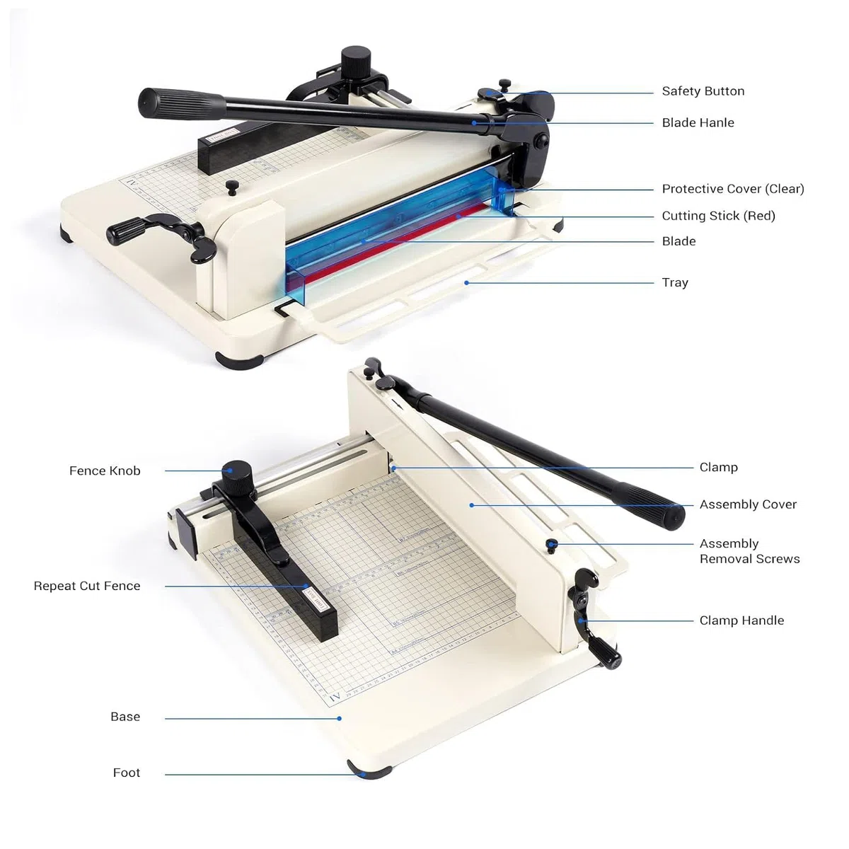 Coupe-papier robuste A4, 30,5 cm, capacité de 400 feuilles, base en métal, lame HSS pour une efficacité de coupe de précision