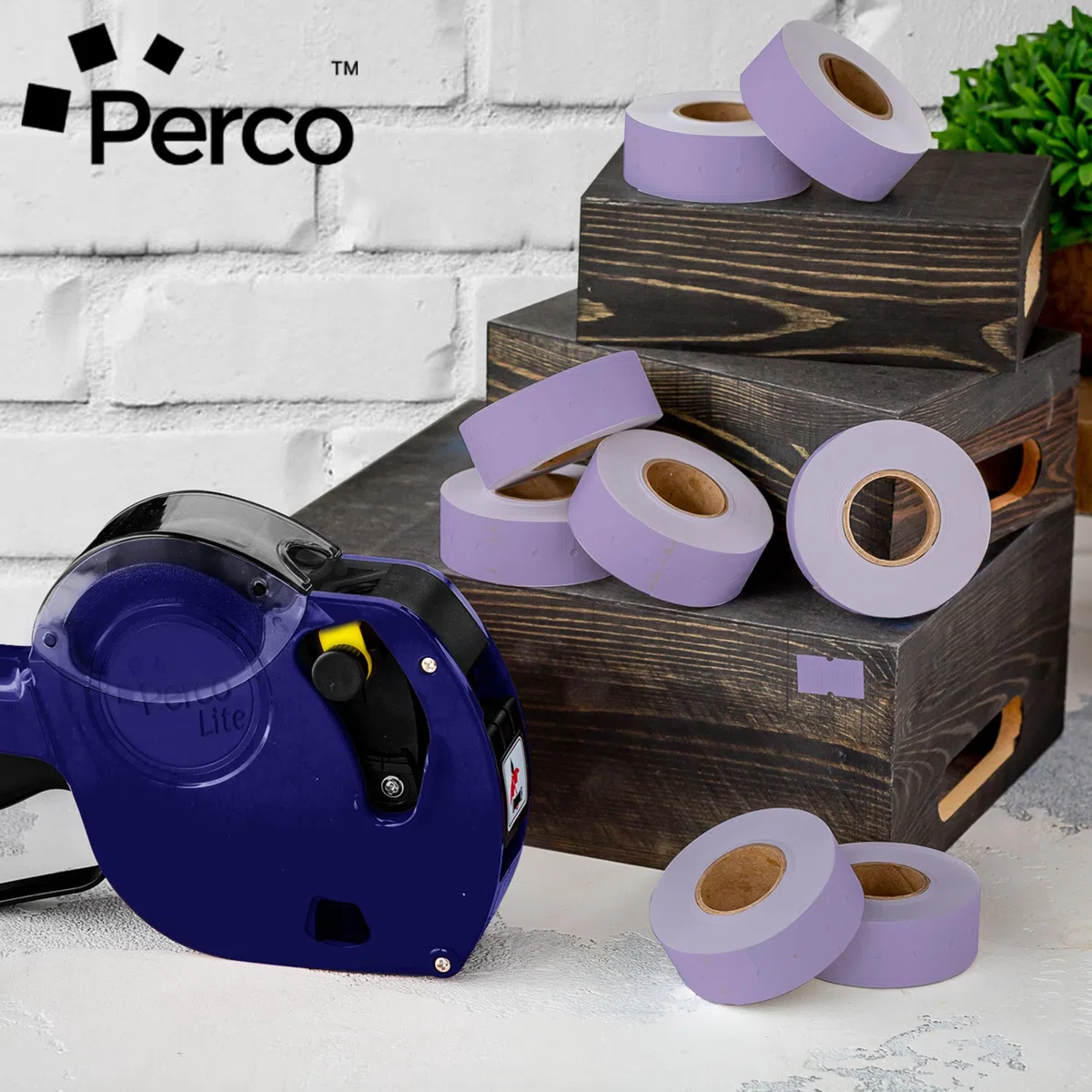 Perco Étiquettes à 1 ligne Lavande – 10 manches, 80 000 étiquettes vierges pour pistolets à prix et date Perco 1 ligne