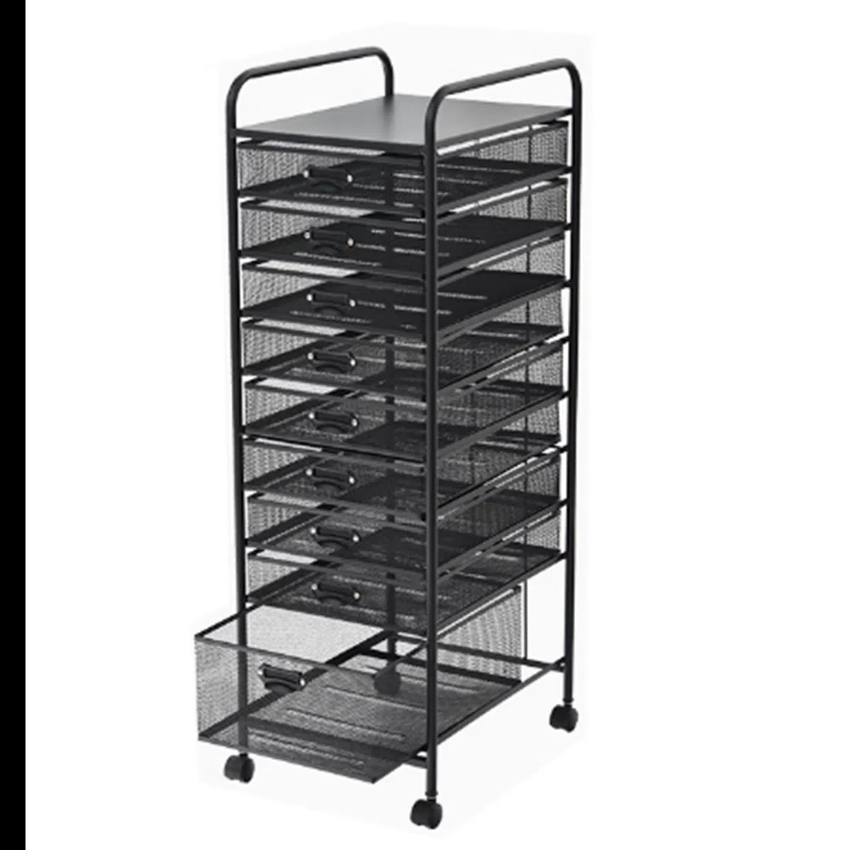 Trieur de papier noir à 10 niveaux pour la maison, la salle de classe, le bureau et l'école - Tri de fichiers avec rouleau pour étudiant, tiroir à livres et casier à papier