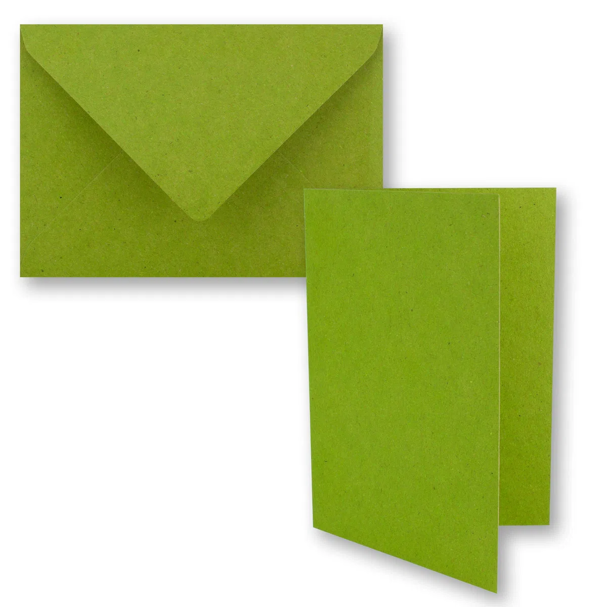 Lot de 250 cartes pliantes vintage en papier kraft avec enveloppes DIN A5 21 x 14,8 cm Vert clair recyclé Cartes pliantes vierges