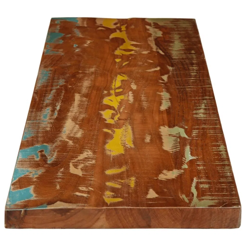 Dessus de Table 180x40x2,5cm Rectangulaire en Bois Massif de Récupération, Plateau de Remplacement pour Table à Manger ou Bureau, Design Rustique et Finition Couleurs Mixtes